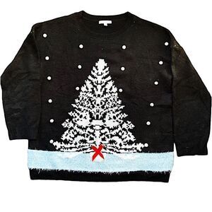Notations Christmas Tree Ugly Sweater Nwt PlusSize 1X Navy Blue